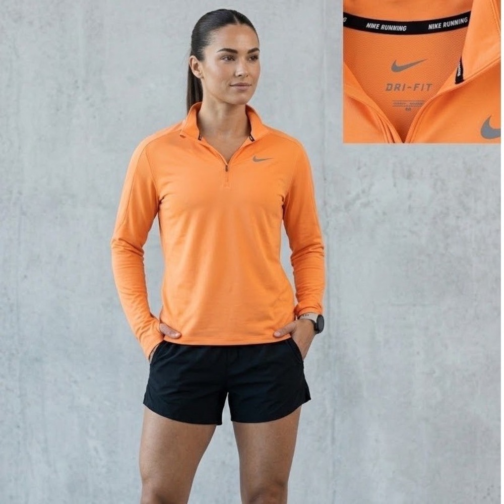 Nike Running Dri-FIT Womens Half Zip Pullover Orange Long Sleeve Top XXL
